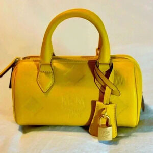 MCM Mini Ella old yellow leather Boston bag